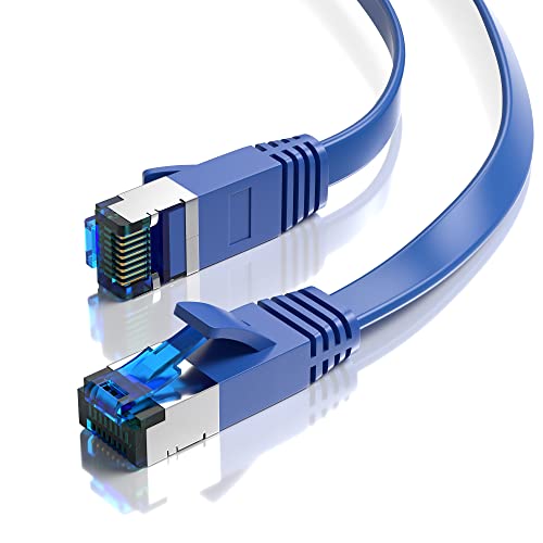 JAMEGA - 0,25m CAT.7 Netzwerkkabel Flach Ethernet Kabel Patchkabel in Blau| Gigabit Lan 10Gbit/s | 600MHz | Cat-7 Rohkabel U/FTP PIMF Schirmung mit RJ45 Stecker | Router Switch Modem von JAMEGA