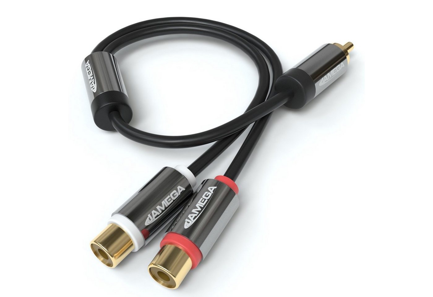 JAMEGA 0,2m Cinch Y-Adapter Audio Verteiler Y-Kabel für Subwoofer 1xStecker Audio-Adapter von JAMEGA