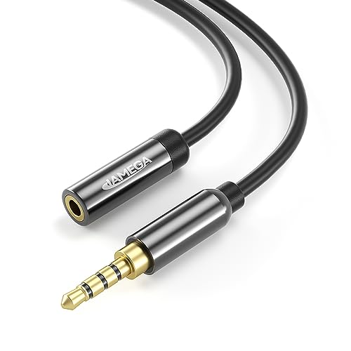 JAMEGA - 0,5m Aux Verlängerung 4 Polig TRRS 3.5mm Klinke Mikrofon Kopfhörer Verlängerung Kabel Headset Verlängerungskabel Stereo Audio Klinkenkabel mit 24K Vergoldete Kontakte von JAMEGA