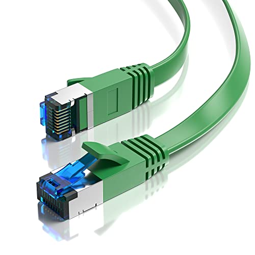 JAMEGA - 0,5m CAT.7 Netzwerkkabel Flach Ethernet Kabel Patchkabel in Grün| Gigabit Lan 10Gbit/s | 600MHz | Cat-7 Rohkabel U/FTP PIMF Schirmung mit RJ45 Stecker | Router Switch Modem von JAMEGA