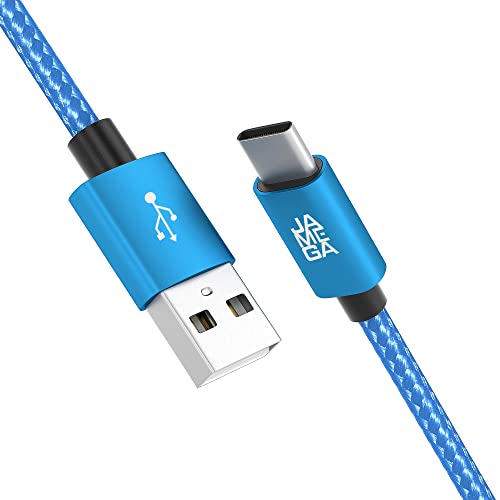 JAMEGA – 0,5m USB Typ C Kabel Blau | 3A Nylon geflochten USB C Ladekabel & Datenkabel Fast Charge Snyc schnellladekabel kompatibel mit Samsung Galaxy S10/S9/S8+, Huawei P30/P20, uvm. von JAMEGA