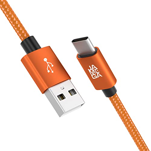JAMEGA – 0,5m USB Typ C Kabel Orange | 3A Nylon geflochten USB C Ladekabel & Datenkabel Fast Charge Snyc schnellladekabel kompatibel mit Samsung Galaxy S10/S9/S8+, Huawei P30/P20, uvm. von JAMEGA