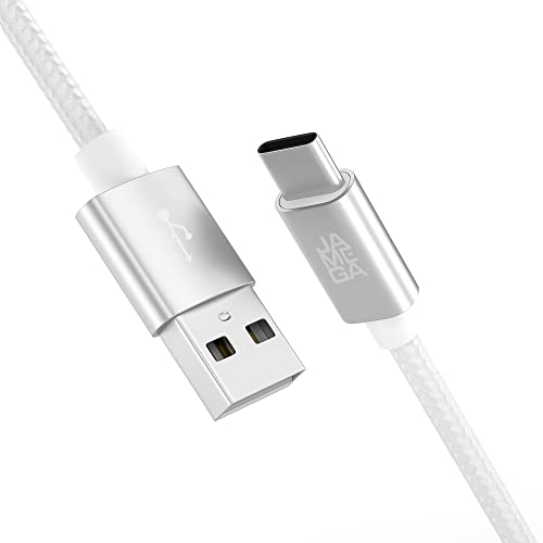 JAMEGA – 0,5m USB Typ C Kabel Weiß | 3A Nylon geflochten USB C Ladekabel & Datenkabel Fast Charge Snyc schnellladekabel kompatibel mit Samsung Galaxy S10/S9/S8+, Huawei P30/P20, uvm. von JAMEGA