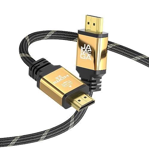JAMEGA - 1,5m HDMI Kabel 4K 60Hz 2.0 – Highspeed mit Ethernet CEC ARC Kabel HDR 3D 18Gbps 2160p U-HD Ultra HDTV kompatibel mit PS5/PS4/PS3, Blu-Ray, XBOX Series S, Soundbar, TV – vergoldete Kontakte von JAMEGA