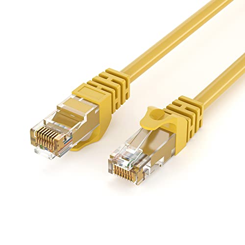 JAMEGA 10m CAT.6 Netzwerkkabel (RJ45) Patchkabel Ethernet Lan in gelb| 1Gbit/s | 250MHz | kompatibel zu CAT.5 / CAT.5e / CAT.6 von JAMEGA