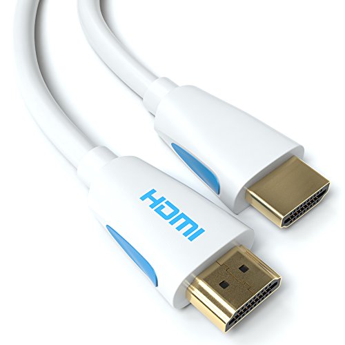 JAMEGA 1m HDMI-Kabel 2.0 Weiß Ultra-HD 4K@60Hz High-Speed Ethernet-Cable HDR ARC 3D 18Gbps kompatibel mit HDMI 2.0/1.4, PS5, PS4, PS3, XBOX Series S, Blu-Ray-Player, DVD, Soundbar, Monitor usw. von JAMEGA