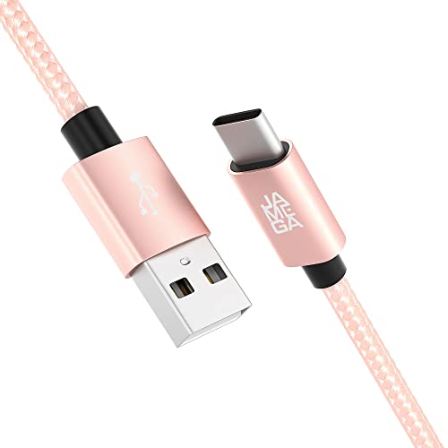 JAMEGA – 1m USB Typ C Kabel RoseGold | 3A Nylon geflochten USB C Ladekabel & Datenkabel Fast Charge Snyc schnellladekabel kompatibel mit Samsung Galaxy S10/S9/S8+, Huawei P30/P20, uvm. von JAMEGA