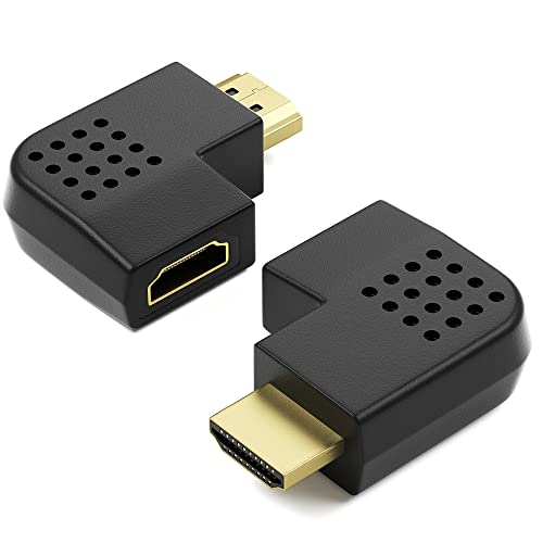 JAMEGA - 2 Stück HDMI Winkeladapter 90 Grad und 270 Grad Winkelstecker Flach von HDMI Buchse zu HDMI Stecker Konverter 1080p FullHD 4K Ultra HD Vergoldete Stecker für TV Stick, HDTV, PS4, Display usw von JAMEGA