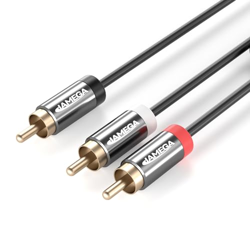 JAMEGA – 2m Cinch Y-Kabel | Subwoofer Kabel RCA Digitales Koaxialkabel |24K vergoldete Stecker 1 Cinch zu 2 Cinch | Audio Kabel für Verstärker, Subwoofer, HiFi-Anlagen, Stereoanlagen, Heimkino von JAMEGA