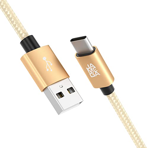 JAMEGA – 2m USB Typ C Kabel Gold | 3A Nylon geflochten USB C Ladekabel & Datenkabel Fast Charge Snyc schnellladekabel kompatibel mit Samsung Galaxy S10/S9/S8+, Huawei P30/P20, uvm. von JAMEGA