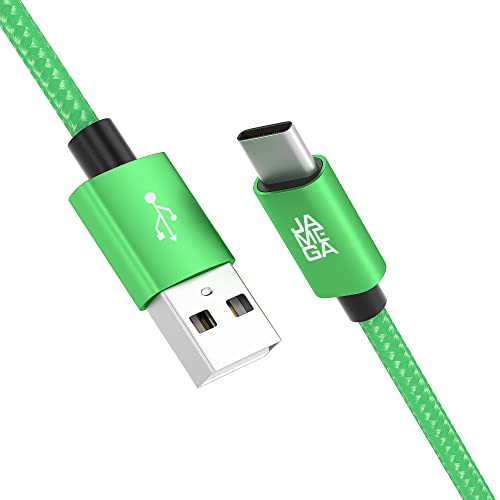 JAMEGA – 2m USB Typ C Kabel Grün | 3A Nylon geflochten USB C Ladekabel & Datenkabel Fast Charge Snyc schnellladekabel kompatibel mit Samsung Galaxy S10/S9/S8+, Huawei P30/P20, uvm. von JAMEGA