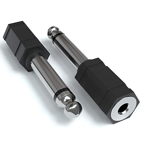 JAMEGA – 3,5mm Klinke auf 6,35mm Mono Aux Klinkenstecker 2er Set | 6.35 mm Stecker zu 3.5 mm TS Buchse Mono Adapter Instrumentenadapter für Bassverstärker, Gitarre, Kopfhörer, Lautsprecher von JAMEGA