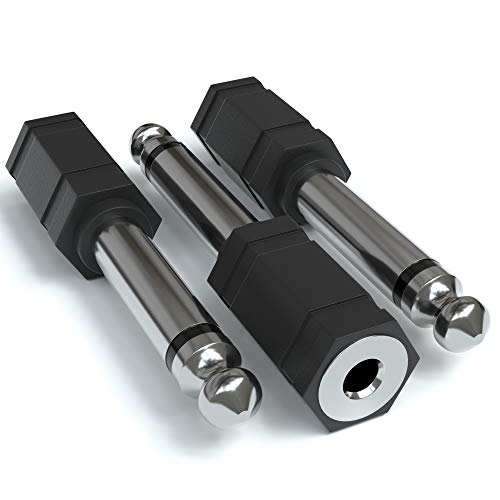 JAMEGA – 3,5mm Klinke auf 6,35mm Mono Aux Klinkenstecker 3er Set | 6.35 mm Stecker zu 3.5 mm TS Buchse Mono Adapter Instrumentenadapter für Bassverstärker, Gitarre, Kopfhörer, Lautsprecher von JAMEGA