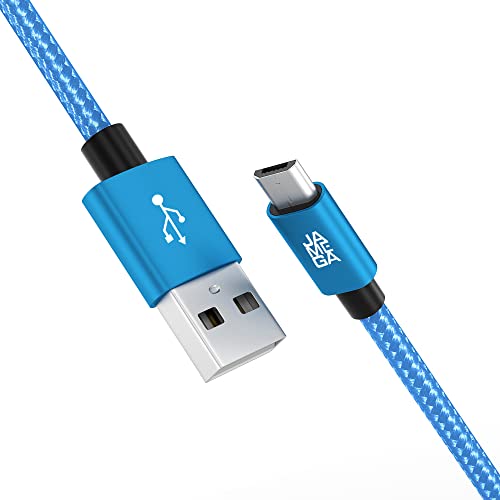 JAMEGA – 3m Premium Micro USB Kabel | Nylon geflochtenes USB Ladekabel Datenkabel für Micro USB Geräte kompatibel mit Samsung, HTC, Huawei, Sony, Nokia, Kindle, PS4 XBOX Controller – Blau von JAMEGA