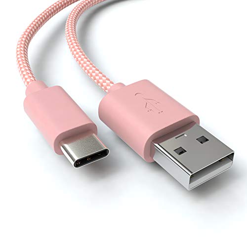 JAMEGA – 3m USB C Kabel auf USB 3.0 Rosegold | Nylon geflochten robust stabil Ladekabel für USB Typ-C Geräte | kompatibel mit Samsung Galaxy, Sony, Huawei, HTC, MacBook, LG uvm. von JAMEGA
