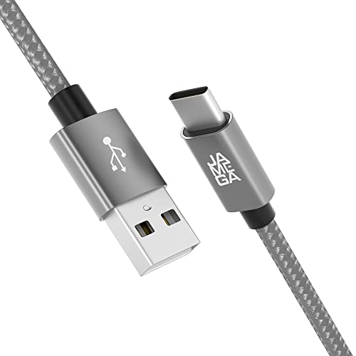 JAMEGA – 3m USB Typ C Kabel Silber | 3A Nylon geflochten USB C Ladekabel & Datenkabel Fast Charge Snyc schnellladekabel kompatibel mit Samsung Galaxy S10/S9/S8+, Huawei P30/P20, uvm. von JAMEGA