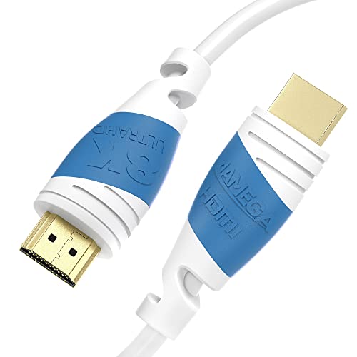 JAMEGA 8K HDMI Kabel 2.1-0,5m High-Speed Ethernet-Cable - 8K@60Hz 4K@144Hz DSC 48 Gbps 3D HDTV DolbyVision UHD II HDCP 2.3 eARC kompatibel mit PS5, XBOX Series X - Weiß von JAMEGA