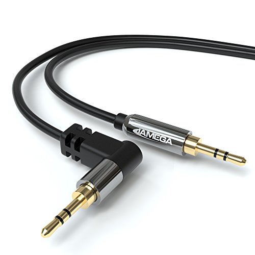 JAMEGA – AUX Kabel [2 Stück 1m] | Stereo Audio Klinkenkabel 3,5mm Klinkenstecker 90° gewinkelt auf 3,5mm Klinkenstecker kompatibel mit Kopfhörer, Heim/Auto Stereoanlage, iPhone, iPad, uvm. von JAMEGA