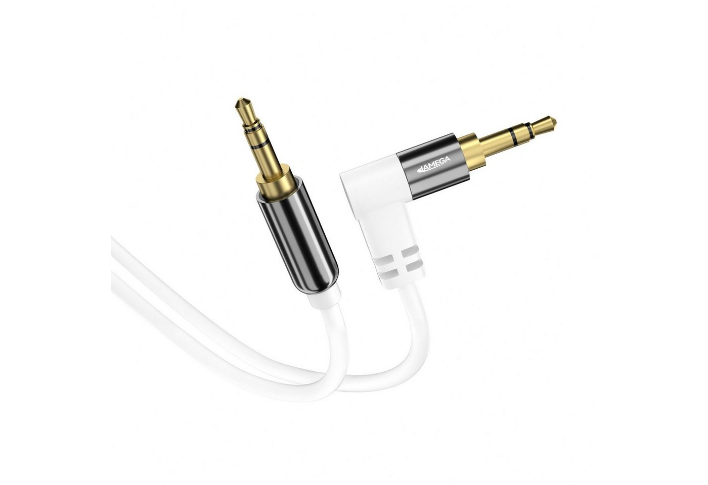 JAMEGA AUX Kabel 3,5mm 90° Winkel - *Weiß* - Variation Audio-Kabel, Aux Klinkenstecker, Klinkenstecker (200 cm) von JAMEGA