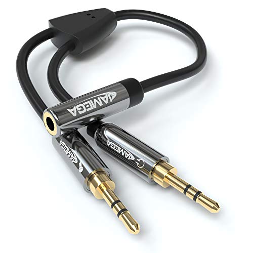 JAMEGA - Audio Y Splitter Adapter | Klinke Audio Kabel 3.5mm Buchse auf Doppel 3.5mm Klinkenstecker (Headset & Mikrofon) Audio Splitter CTIA Standard für Kopfhörer, Headset, Laptop, Computer usw. von JAMEGA