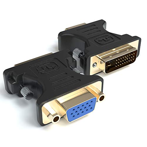 JAMEGA – DVI auf VGA Adapter 2er Pack Full HD 1080p DVI-I 24+5 Stecker zu VGA Buchse Digital auf Analog Adapter Kabel Konverter für Grafikkarten, Beamer, Monitore, Gaming, PC, TV, Laptop UVM. von JAMEGA