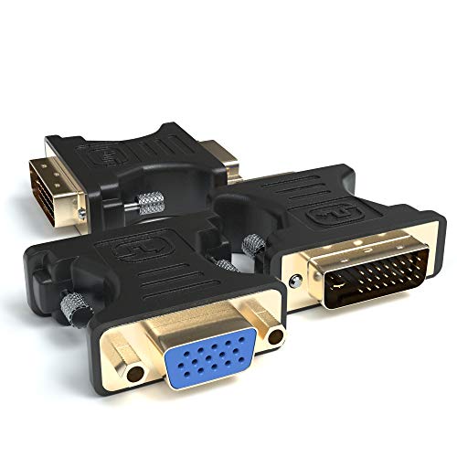 JAMEGA – DVI auf VGA Adapter 3er Pack Full HD 1080p DVI-I 24+5 Stecker zu VGA Buchse Digital auf Analog Adapter Kabel Konverter für Grafikkarten, Beamer, Monitore, Gaming, PC, TV, Laptop UVM. von JAMEGA