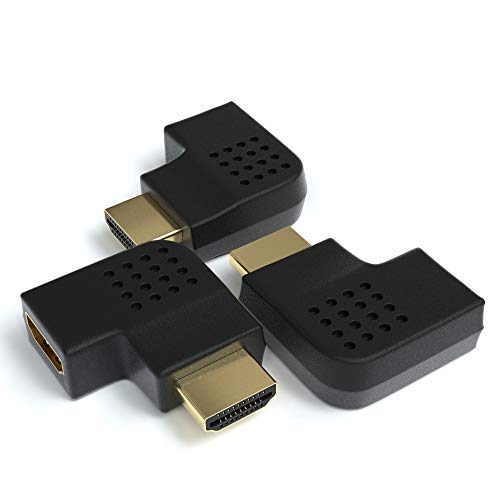 JAMEGA - HDMI Winkel Adapter 3er Pack | Links 90° Grad Winkel Flach von HDMI A Buchse zu HDMI A Stecker 19pol | Konverter 1080p Full HD 4K Ultra HD Vergoldete Stecker von JAMEGA