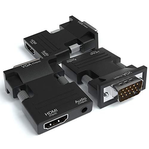 JAMEGA – HDMI auf VGA Adapter 3er Pack 1080P HDTV mit Audio Übertragung Konverter | 3,5mm Audioanschluss | HDMI Buchse zu VGA Stecker für PC, Laptop, Monitor, Beamer UVM. von JAMEGA