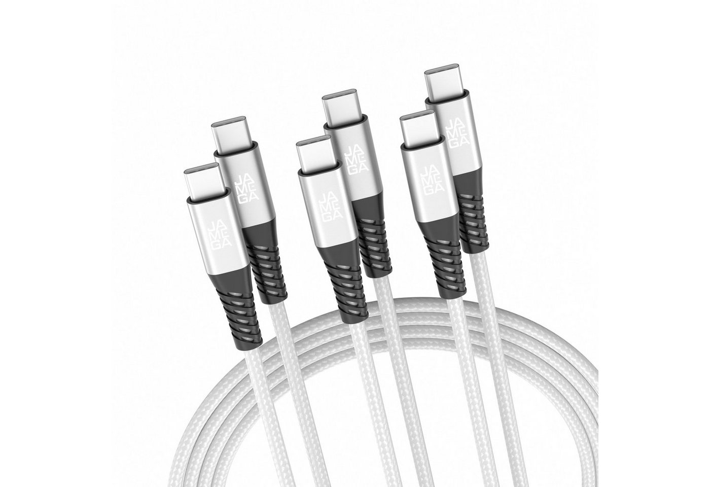 JAMEGA USB-C zu USB-C Kabel 480mbps 60W mit Metall Stecker Robustes Kabel in USB-Kabel, USB Typ C, (200 cm) von Jamega