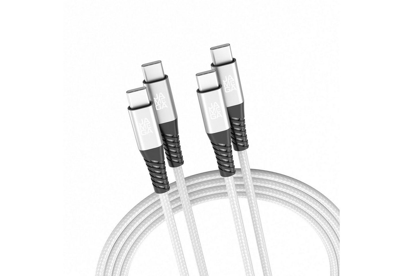 JAMEGA USB-C zu USB-C Kabel 480mbps 60W mit Metall Stecker Robustes Kabel in USB-Kabel, USB Typ C, (200 cm) von JAMEGA