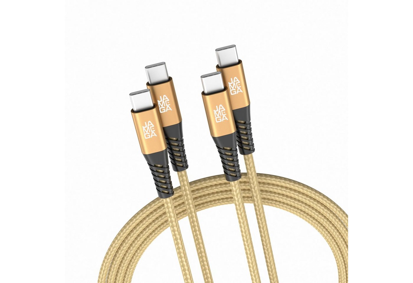 JAMEGA USB-C zu USB-C Kabel 480mbps 60W mit Metall Stecker Robustes Kabel in USB-Kabel, USB Typ C, (200 cm) von JAMEGA
