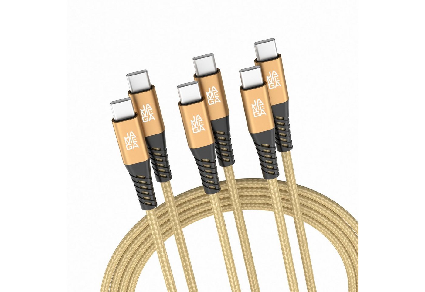 JAMEGA USB-C zu USB-C Kabel 480mbps 60W mit Metall Stecker Robustes Kabel in USB-Kabel, USB Typ C, (200 cm) von JAMEGA