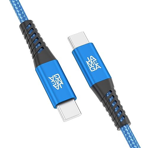 JAMEGA - USB Typ C Kabel Blau 3m | USB C Ladekabel und Datenkabel Fast Charge Snyc USB C Stecker auf USB C Stecker kompatibel mit iPhone 15 Pro Max iPad Pro Air Samsung Macbook Tablets Huawei uvm. von JAMEGA