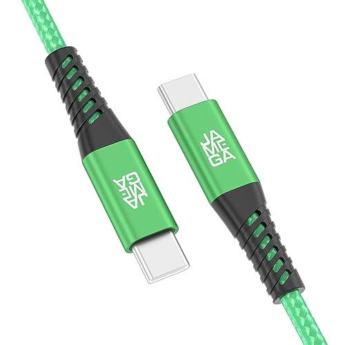 JAMEGA - USB Typ C Kabel Grün 1m | USB C Ladekabel und Datenkabel Fast Charge Snyc USB C Stecker auf USB C Stecker kompatibel mit iPhone 15 Pro Max iPad Pro Air Samsung Macbook Tablets Huawei uvm. von JAMEGA