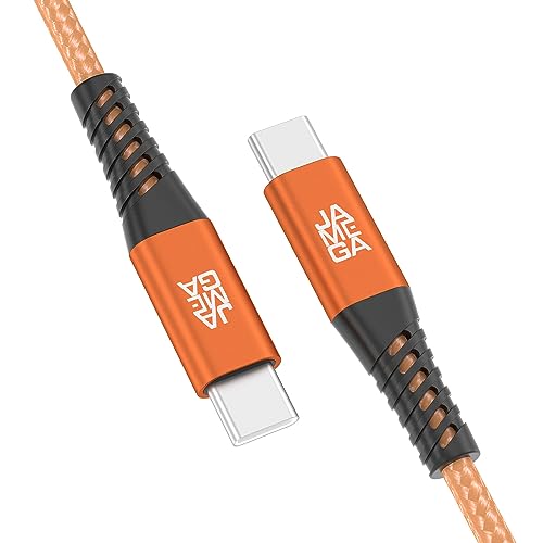 JAMEGA - USB Typ C Kabel Orange 0,5m | USB C Ladekabel und Datenkabel Fast Charge Snyc USB C Stecker auf USB C Stecker kompatibel mit iPhone 15 Pro Max iPad Pro Air Samsung Macbook Tablets Huawei uvm. von JAMEGA