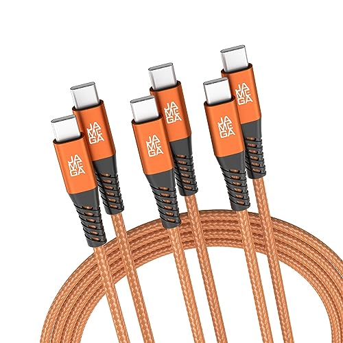 JAMEGA - USB Typ C Kabel Orange 2m 3er Set | USB C Lade & Datenkabel Fast Charge Snyc USB C Stecker auf USB C Stecker kompatibel mit iPhone 15 Pro Max iPad Pro Air Samsung Macbook Tablets Huawei uvm. von JAMEGA