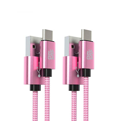 JAMEGA – USB Typ C Kabel Rosegold [2 Stück 3m] | 3A Nylon geflochten USB C Ladekabel und Datenkabel Fast Charge Snyc schnellladekabel kompatibel mit Samsung Galaxy S10/S9, Huawei P30/P20 von JAMEGA