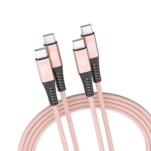 JAMEGA - USB Typ C Kabel Rosegold 2m 2er Set | USB C Lade & Datenkabel Fast Charge Snyc USB C Stecker auf Stecker kompatibel mit iPhone 15 Pro Max iPad Pro Air Samsung Macbook Tablets Huawei uvm. von JAMEGA