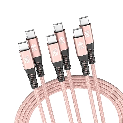 JAMEGA - USB Typ C Kabel Rosegold 2m 3er Set | USB C Lade & Datenkabel Fast Charge Snyc USB C Stecker auf Stecker kompatibel mit iPhone 15 Pro Max iPad Pro Air Samsung Macbook Tablets Huawei uvm. von JAMEGA