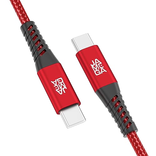 JAMEGA - USB Typ C Kabel Rot 2m | USB C Ladekabel und Datenkabel Fast Charge Snyc USB C Stecker auf USB C Stecker kompatibel mit iPhone 15 Pro Max iPad Pro Air Samsung Macbook Tablets Huawei uvm. von JAMEGA