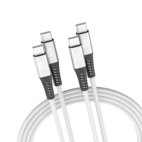 JAMEGA - USB Typ C Kabel Weiß 2m 2er Set | USB C Lade & Datenkabel Fast Charge Snyc USB C Stecker auf USB C Stecker kompatibel mit iPhone 15 Pro Max iPad Pro Air Samsung Macbook Tablets Huawei uvm. von JAMEGA