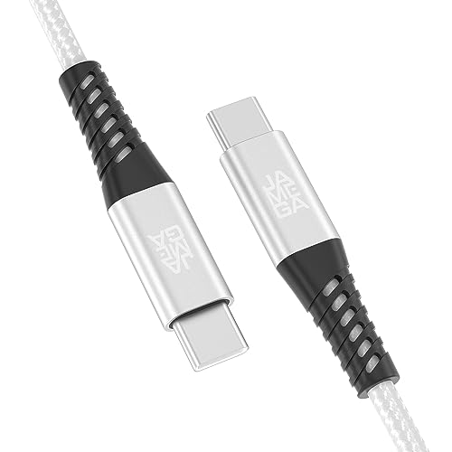 JAMEGA - USB Typ C Kabel Weiß 2m | USB C Ladekabel und Datenkabel Fast Charge Snyc USB C Stecker auf USB C Stecker kompatibel mit iPhone 15 Pro Max iPad Pro Air Samsung Macbook Tablets Huawei uvm. von JAMEGA