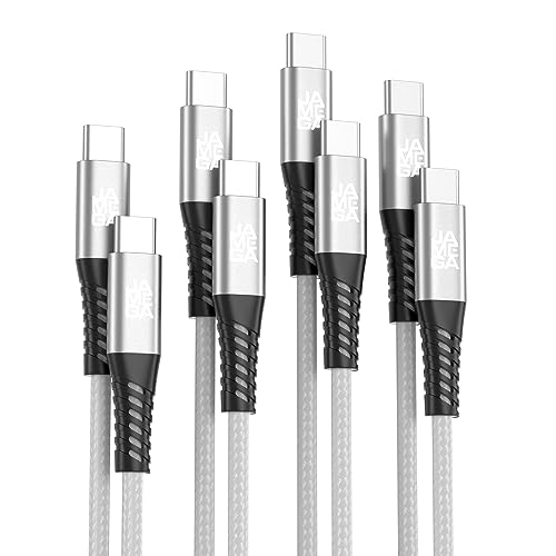 JAMEGA - USB Typ C Kabel Weiß [4 Pack 0,5M 1M 2M 3M]| USB C Lade & Datenkabel Fast Charge Snyc USB C Stecker/Stecker kompatibel mit iPhone 15 Pro Max iPad Pro Air Samsung Macbook Tablets Huawei uvm. von JAMEGA