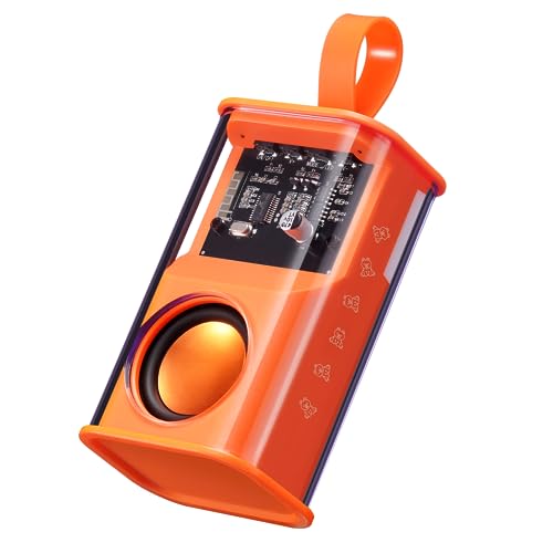 JAMELO Bluetooth Lautsprecher Kabellos,Tragbarer Bluetooth Lautsprecher mit RGB-Licht, Unterstützt TWS-Verbindung, TF Karte, Transparent, für Zuhause Party Reise(Orange) von JAMELO