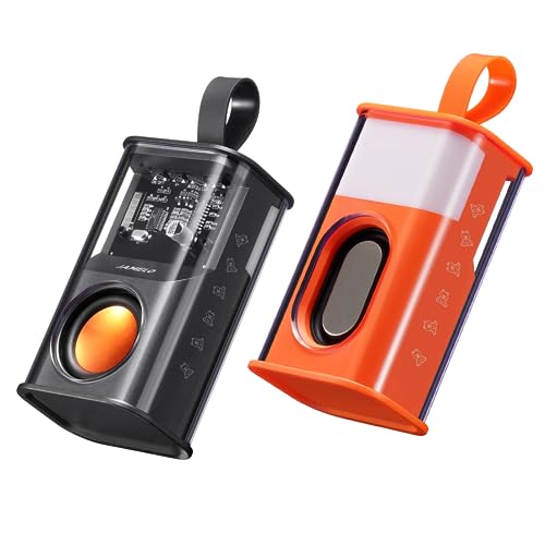 JAMELO Bluetooth Lautsprecher Kabellos,Tragbarer Bluetooth Lautsprecher mit RGB-Licht, Unterstützt TWS-Verbindung, TF Karte, Transparent, für Zuhause Party Reise(Schwarz& Orange) von JAMELO