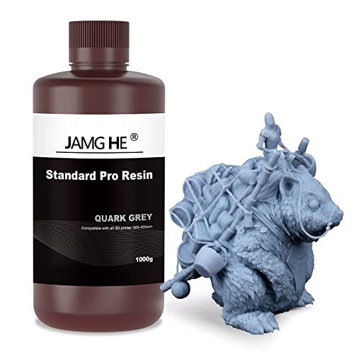 3D Printer Resin, JAMG HE Standard Pro Resin for LCD DLP SLA 405nm High Precision & Low Shrinkage 3D Printing Standard UV Photopolymer Resin Suitable for 2K/4K/6K/8K/12K Printers (Standard Pro Gray) von JAMG HE