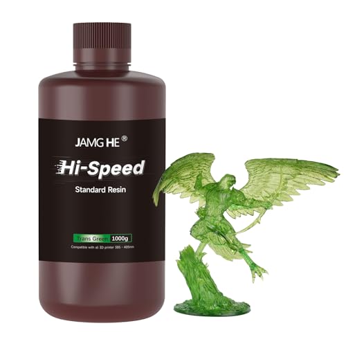 High Speed 3D Printer Resin, JAMG HE 12K Rapid 3D Printer Resin High-Precision and Low-Shrinkage Fast Standard 3D Printing Resin Suitable for 3D Printer Fast Mode & Normal Mode (1000g, Clear Green) von JAMG HE