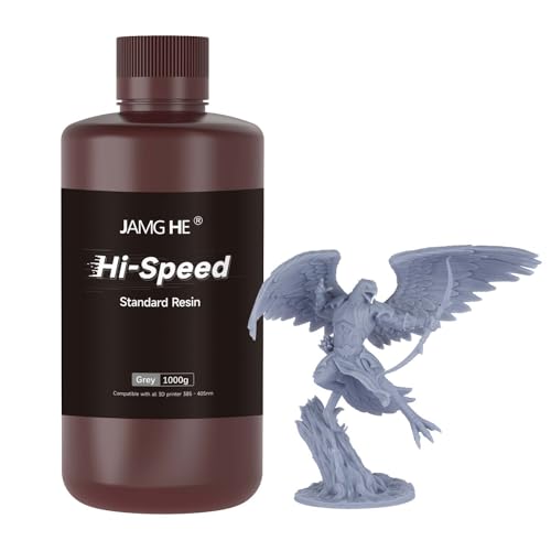High Speed 3D Printer Resin, JAMG HE 12K Rapid 3D Printer Resin High-Precision and Low-Shrinkage Fast Standard 3D Printing Resin Suitable for 3D Printer Fast Mode & Normal Mode (1000g, Gray) von JAMG HE