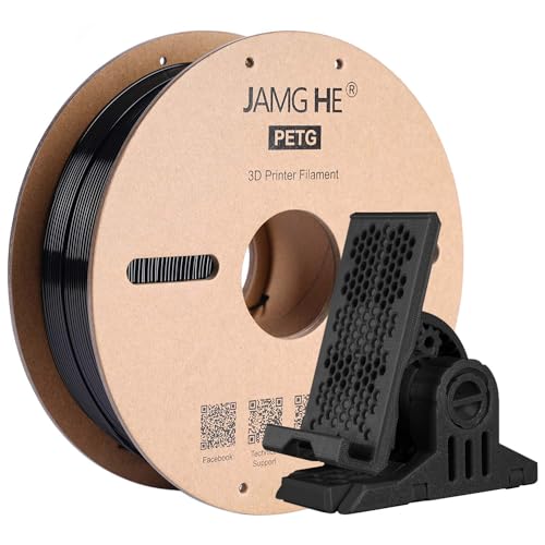 PETG Filament for 3D Printer, JAMG HE 1.75mm 1KG Precision +/- 0.02 mm PETG Filament Spool for 3D Printing Refills (1KG, Black) von JAMG HE