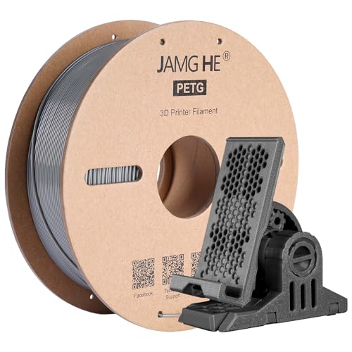 PETG Filament for 3D Printer, JAMG HE 1.75mm 1KG Precision +/- 0.02 mm PETG Filament Spool for 3D Printing Refills (1KG, Grey) von JAMG HE